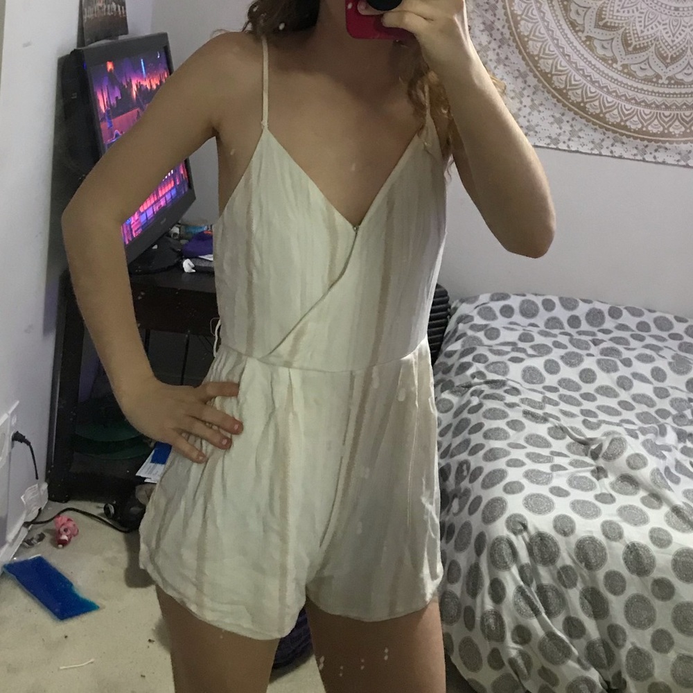 White stripped romper